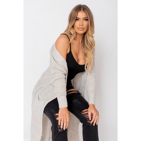 Knitted Long Sleeve Open Front Long Maxi Cardigan Sweater Duster - Picture 13 of 16